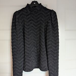 Karl Lagerfeld Black and Gold Shimmer Top